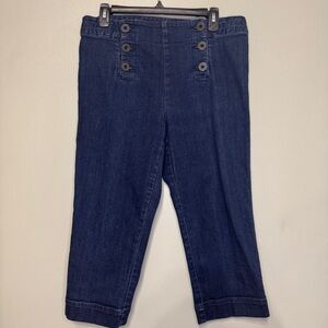 Vintage Y2K Lauren Ralph Lauren Jeans Wide Leg Denim Capris Sailor Pants Size 10